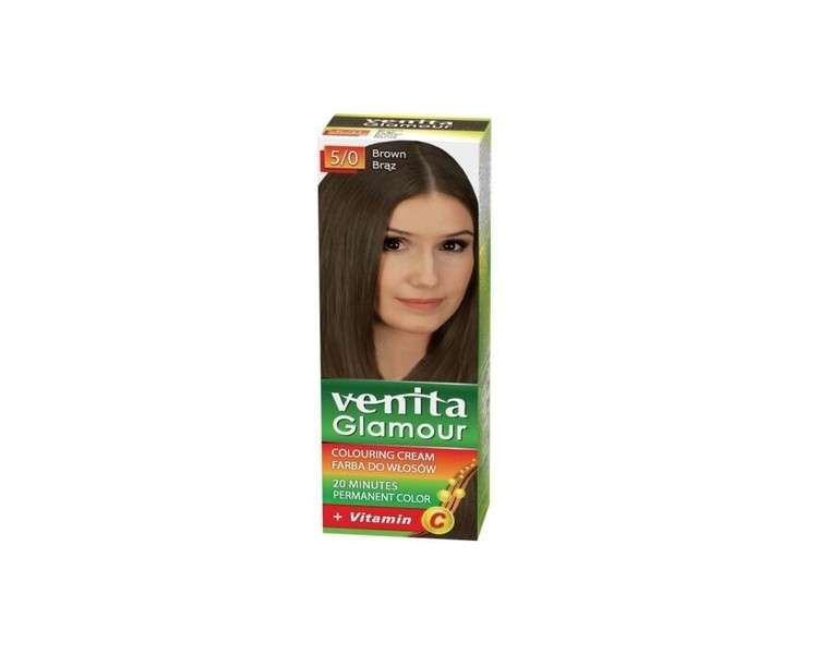 VENITA Glamour Coloring Hair Dye 5/0 Brown 100ml