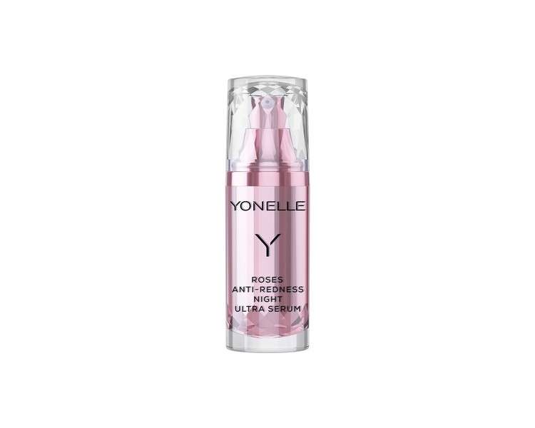 YONELLE Face Serum for Couperose Skin for Night - ROSES - Rose Face Serum - Anti-Aging - Less Visible Pores - 30ml