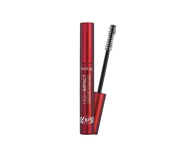 IsaDora High Impact Volume Mascara Black Water Resistant Smudge Proof Vegan for Sensitive Eyes Cruelty Free Long Lash 30 Black Speed