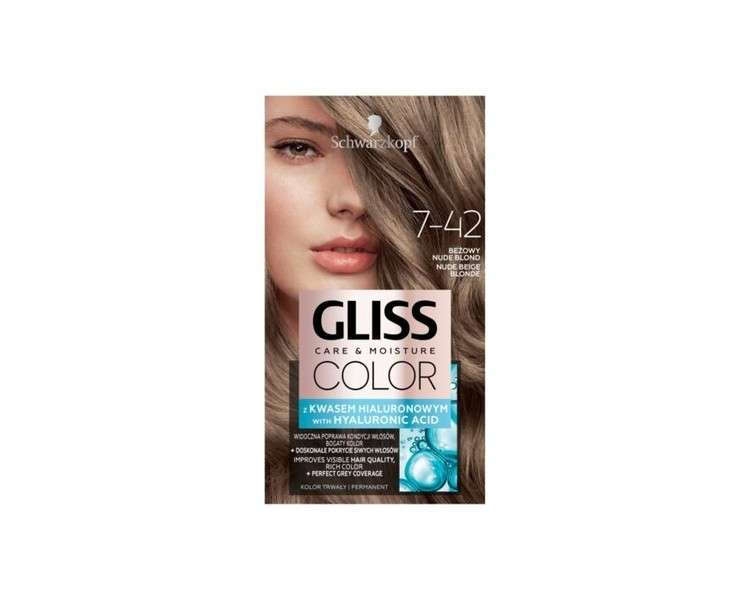 GLISS Color Care Moisture Permanent Hair Color 7-42 Beige Nude