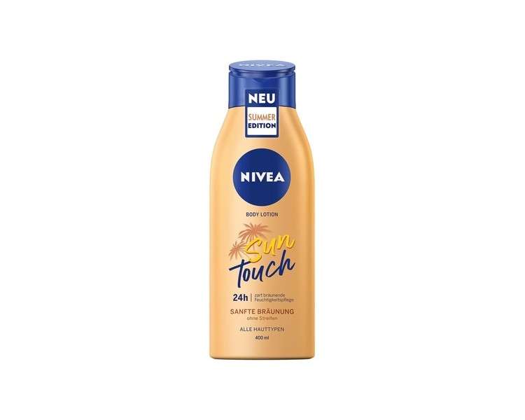 NIVEA Sun Touch Body Lotion 400ml Care Lotion with Gentle Tanning Effect Moisturising Body Cream with Ginkgo Extract and Grape Seed Oil