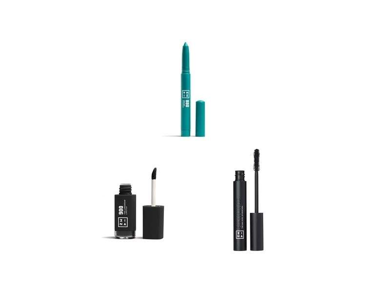 3INA Makeup Vegan The 24H Eye Stick 880 The Longwear Lipstick 900 The 24h Level Up Mascara 900 Eyeshadow Stick Eye Pencil Mascara with Hyaluronic Acid Extreme Definition Cruelty Free