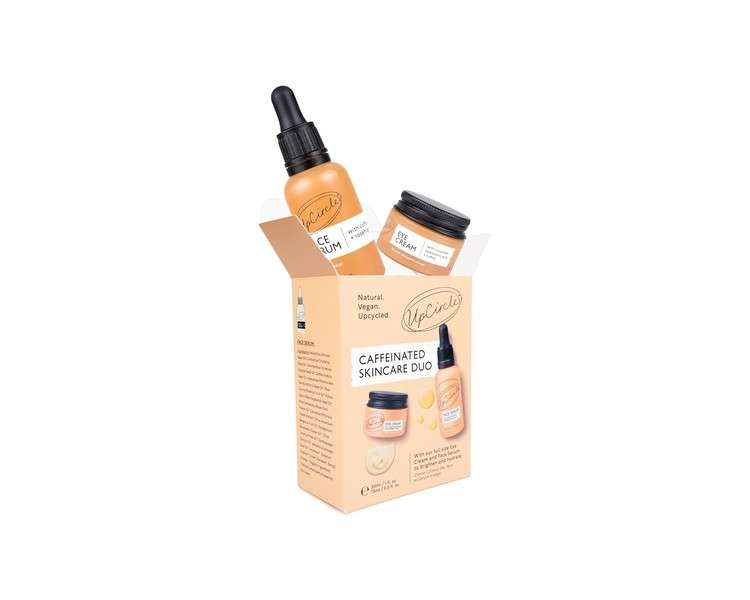 UpCircle Caffeinated Face Serum and Eye Cream Duo with Vitamin C, Hyaluronic Acid and Coffee Oil - Evens Skin Tone, Reduces Puffiness and Dark Circles - Vegan and Cruelty-Free