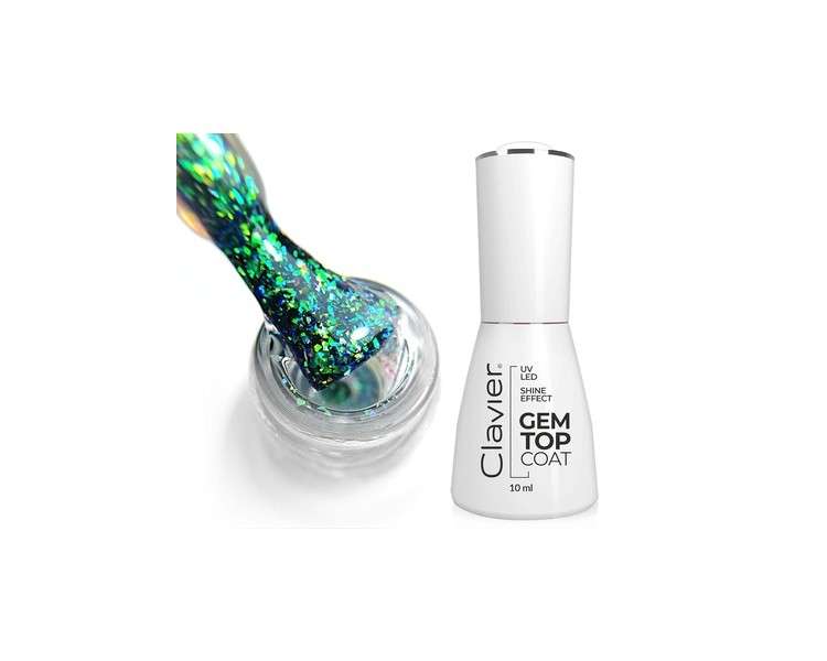 UV Nail Polish GEM TOP COAT CLAVIER with Glitter High Gloss Nail Gel UV for Nail Design Gel Polish Emerald