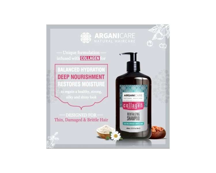 ARGANICARE Organic Oil of Argan + Collagen Revitalizing Shampoo 750ml