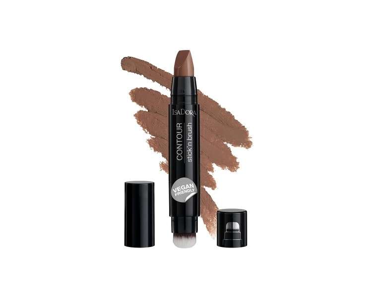 IsaDora Stick'n Brush Contouring Stick with Brush Matte Natural Contour 2-in-1 Cream Contour Stick and Contour Brush Warm Mocha