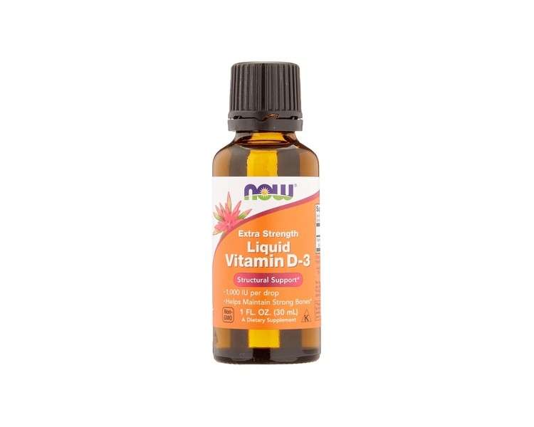 Now Foods Extra Strength Liquid Vitamin D-3 1000 IU 30ml Drops - High Potency Gluten-Free Soy-Free