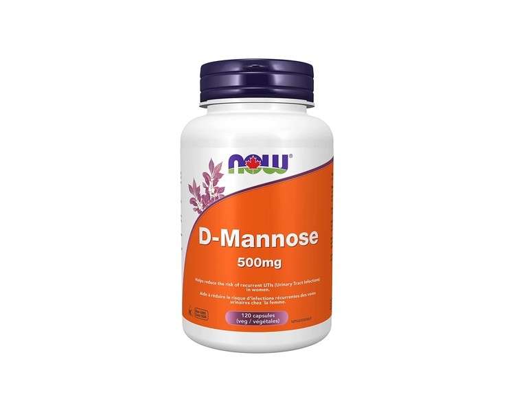 Now Foods D-Mannose 500mg Vegetarian Capsules 120 Count