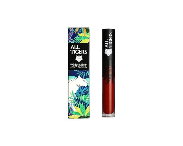 ALL TIGERS Liquid Lipstick Matt Vegan and Natural Long Lasting Reddish Brown Command Respect 889 - Petroleum-Free Lipstick with Organic Ingredients