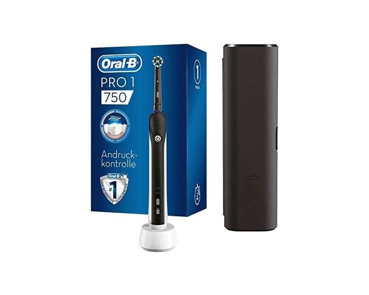 Oral-B PRO 1 750 Black Edition Electric Toothbrush, Timer & Travel Case ,1 CrossAction Brush Head