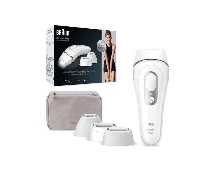 Braun Silk-Expert Pro 3 PL3230 IPL Hair Removal Device for Women White/Silver