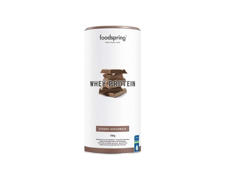 Foodspring Whey Protein Powder Chocolate 750g - 24g of Protein per Serving for Muscle Building and Rich in BCAAs and EAAs