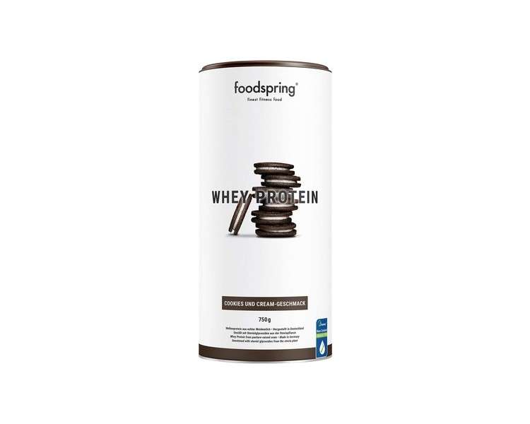 foodspring Whey Protein Powder Cookies & Cream 750g - 24g Protein per Serving for Muscle Building and Recovery