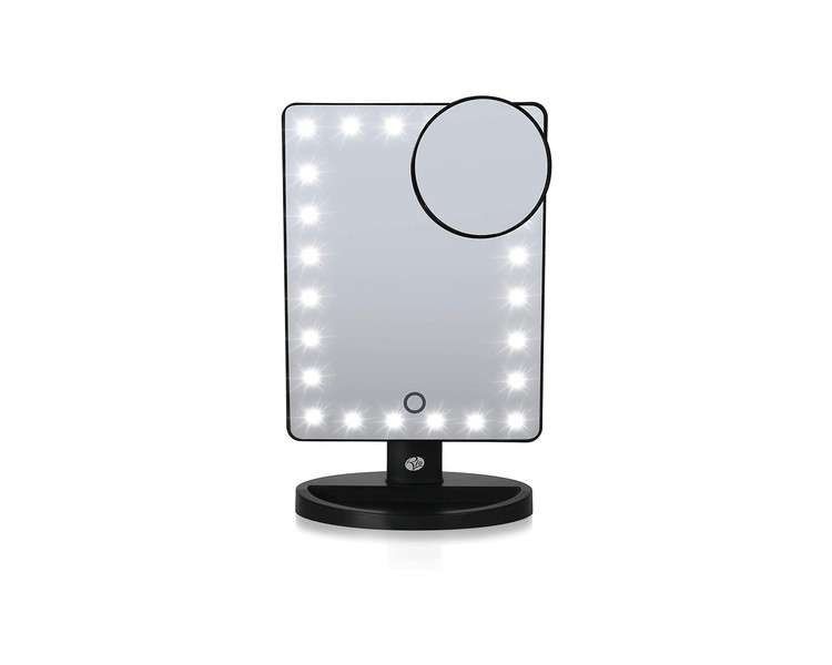 Rio Beauty Makeup Mirror with 24 Dimmable LEDs Black 6x6x25cm