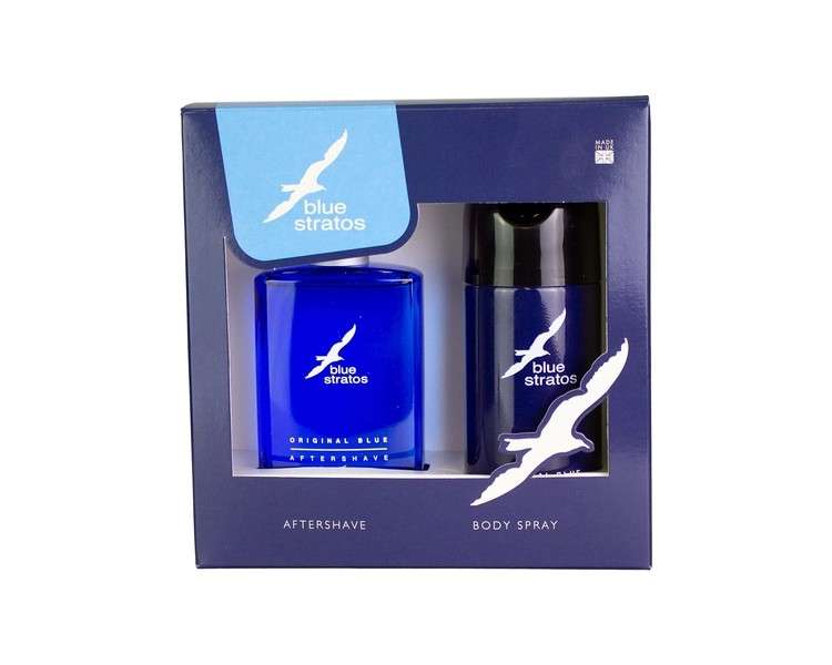 Blue Stratos Aftershave and Deodorant Body Spray Gift Set 100ml and 150ml