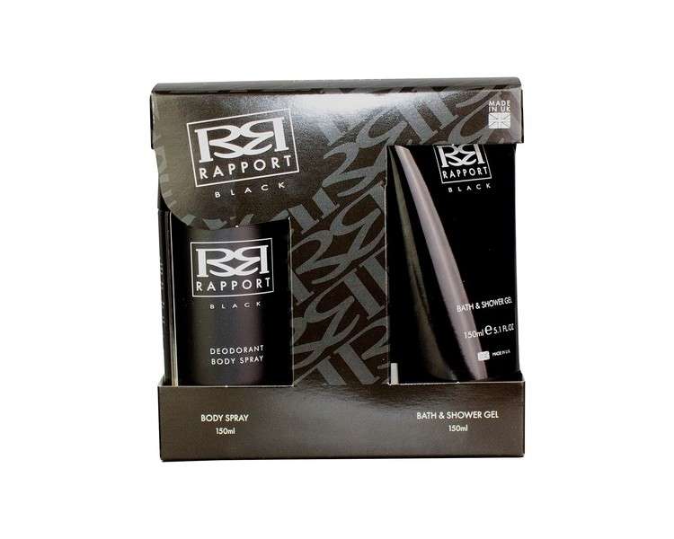 Rapport Black Bath and Shower Gel with Deodorant Body Spray Gift Set 150ml