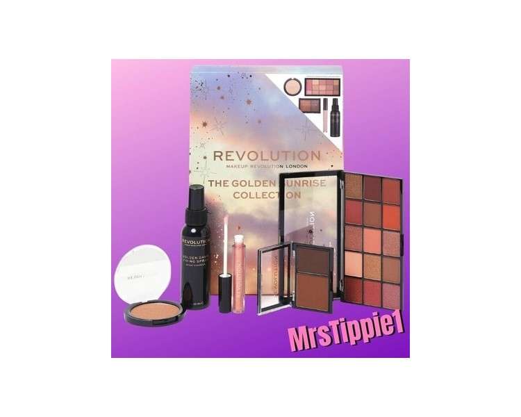 Revolution Golden Sunrise Collection Set - 5 Full Size Pieces for Eyes, Lips, and Face