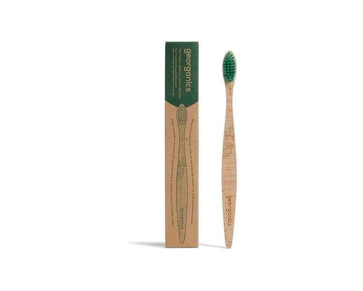 Georganics Beech Toothbrush Eco-Friendly Compostable Handle BPA-Free Bristles Adult Medium