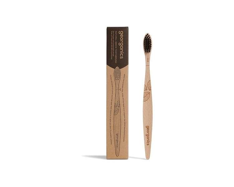 Georganics Beech Toothbrush Eco-Friendly Compostable Handle with BPA-Free Bristles Adult Soft