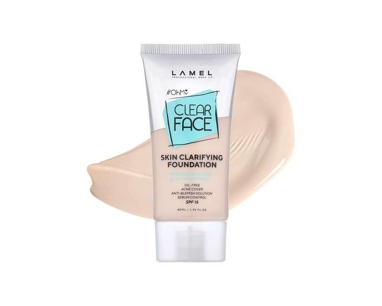 Lamel OhMy Clear Face Foundation Moisturized and Uniform Skin Light Coverage Soft Beige N.401