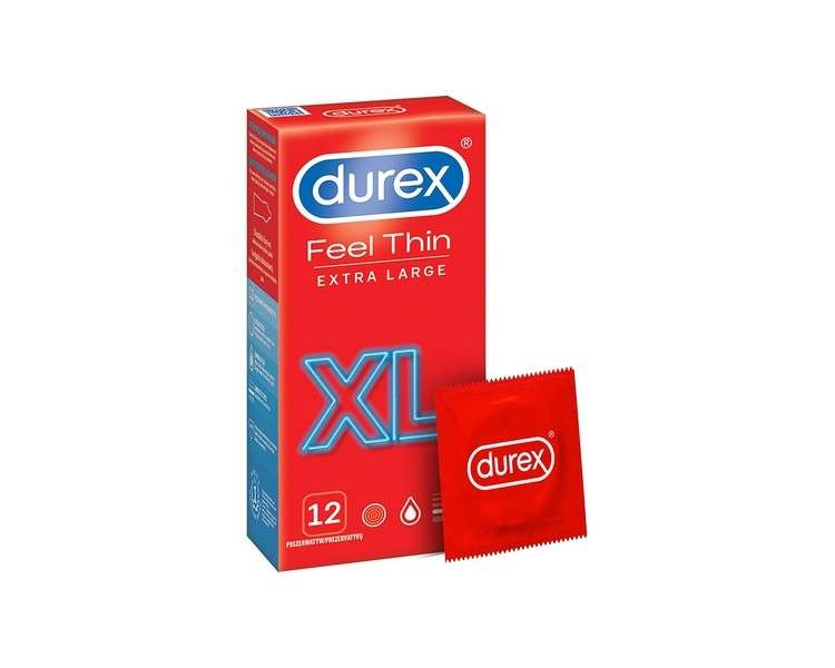 Durex Feel Thin Extra Large Condoms for Intense Sensation and Intimacy 12 Count