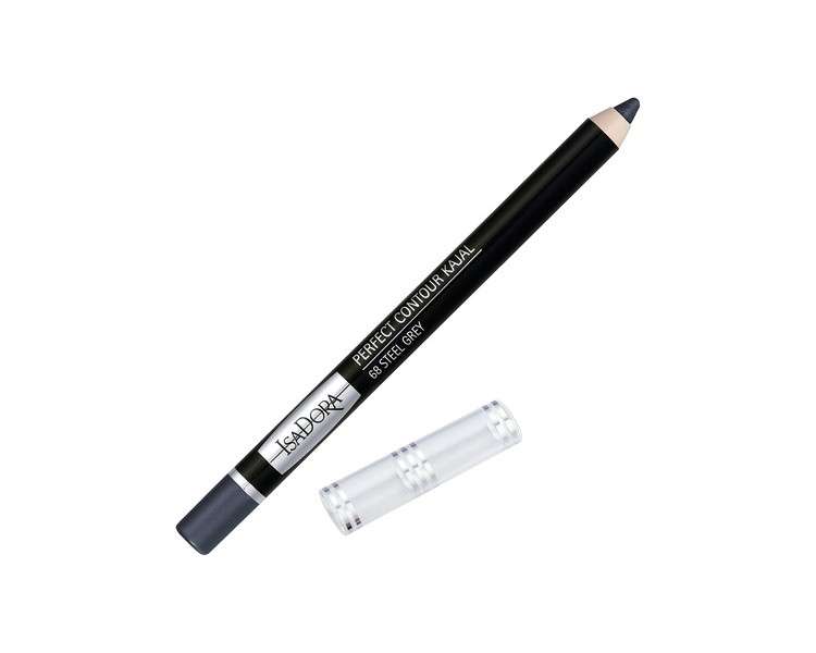 IsaDora Perfect Contour Kajal Grey Eyeliner Pencil Soft Intense Hypoallergenic Long Lasting Eye Liner 68 Steel Grey