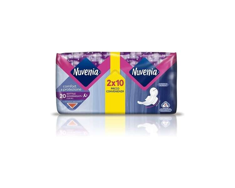 Nuvenia Thin Night Absorbent with Wings Soft Surface and Odor Control 20 Units