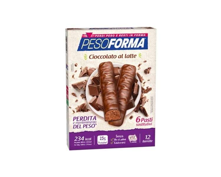 Pesoforma - 12 Bars Chocolate At Milk - 6 Meal Replacement From 234 Kcal