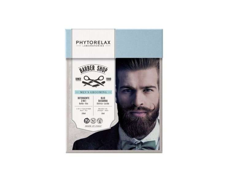 PHYTORELAX Barber Shop Gift Set 2 in 1 Cleanser 200ml and Beard Oil 30ml