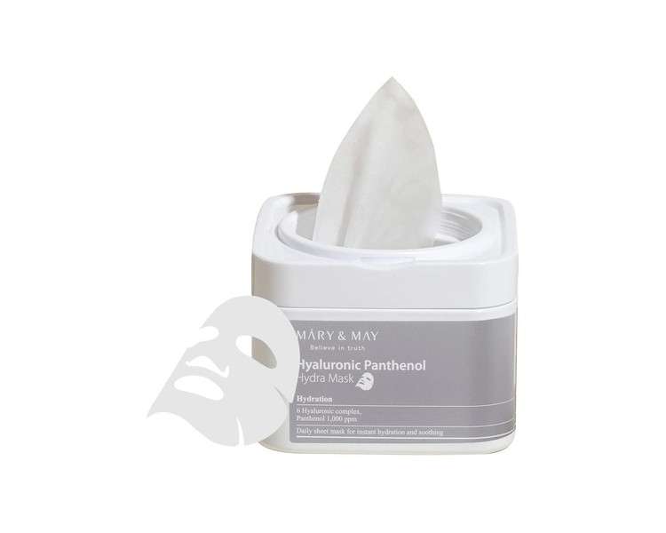 Mary&May Hyaluronic Panthenol Hydra Mask Sheet Wipes 30ea - Hydrating Korean Skincare with Hyaluronic Acid - EWG Green