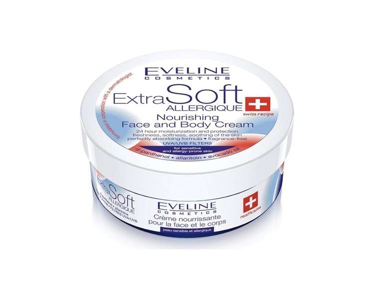 Eveline Cosmetics Extra Soft Nourishing and Moisturising Face and Body Cream for Sensitive Skin 200ml