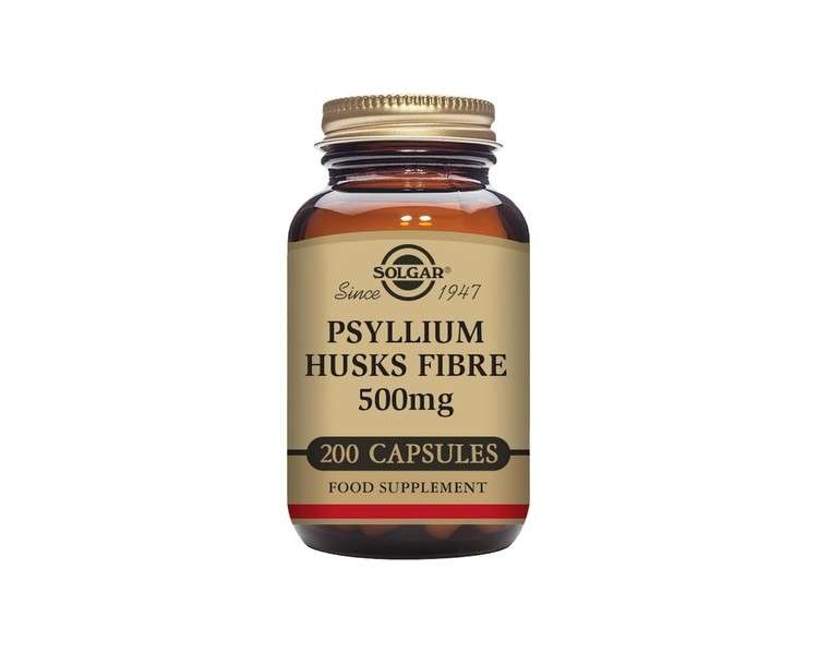 Solgar Psyllium Husks Fibre 500mg Vegetable Capsules High in Soluble Fibre Vegan