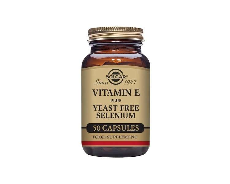 Solgar Vitamin E with Yeast Free Selenium Supports Immune System and Metabolism Vegetable Capsules