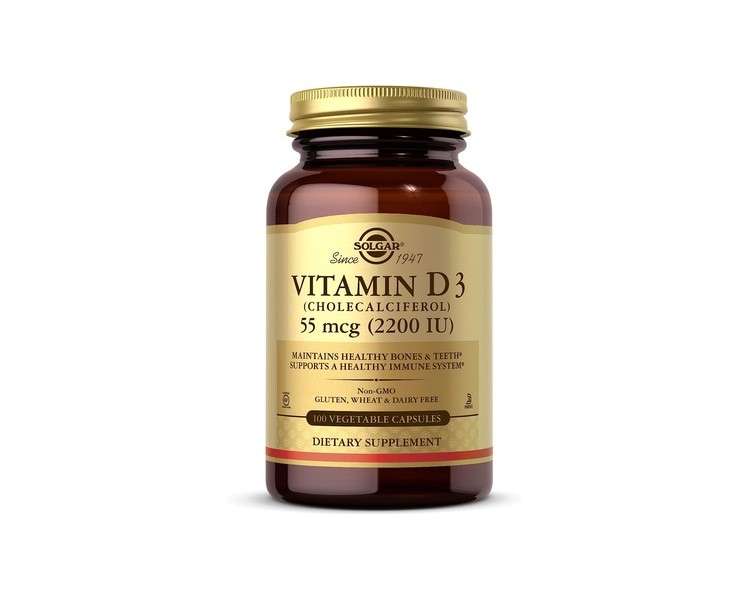 Solgar Vitamin D3 2200 IU Vegetable Capsules 100 Count