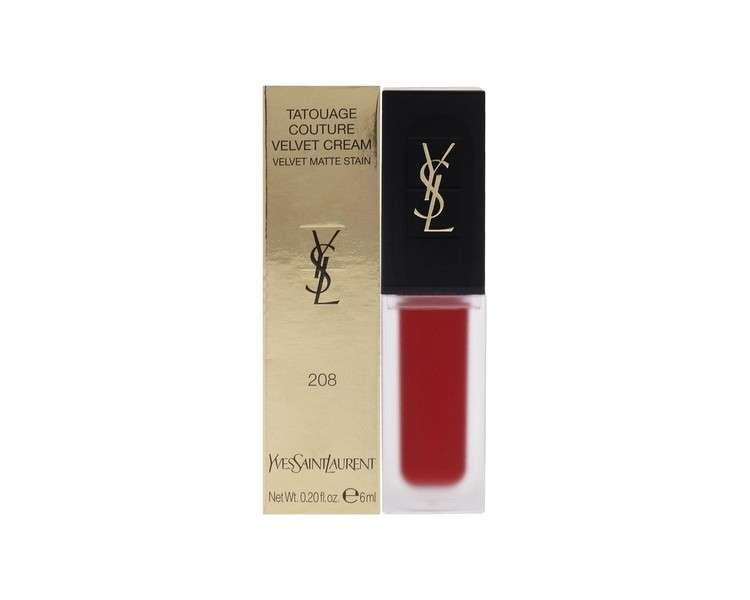 Yves Saint Laurent Tatouage Couture Velvet Matte Cream 208 Rouge Faction Lipstick Red 0.2 oz