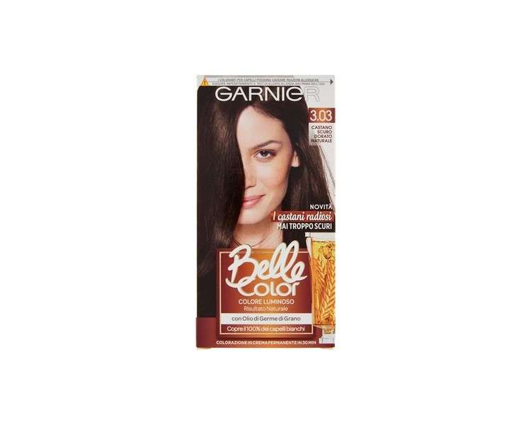 Garnier Beautiful Color Permanent Cream Hair Dye 3.03 Dark Brown Natural Gold