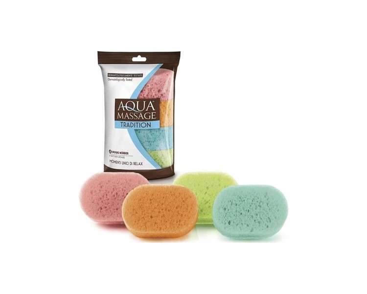 Aqua Massage Tradition Soft Bath Sponges Dermatologically Tested - Pack of 4