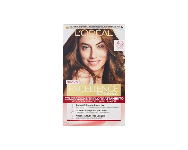 L'Oréal Paris Excellence Cremes Triple Treatment Hair Color 4.3 Golden Brown