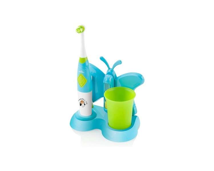 ETA Zubnicka Children's Toothbrush with Battery Rotating Brush Head and Butterfly Sand Timer 4500 Vibrations/min Blue