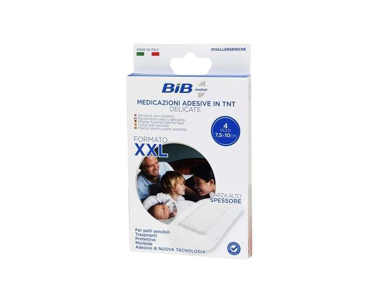 Bib Bib Plasters 10X7.5cm XXL TNT Delicate Skin 4 Pieces Skin Medicament 500g