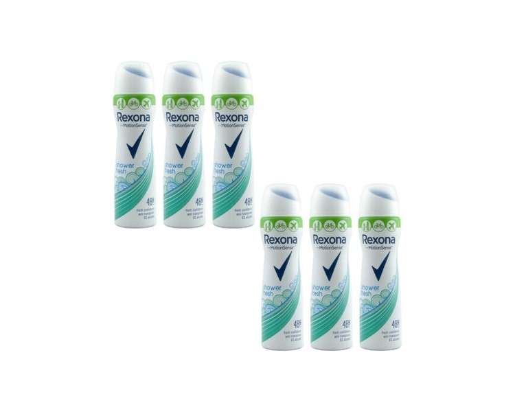 Rexona MotionSense Shower Fresh Compressed Anti-Transpirant Deodorant 75ml - Pack of 6
