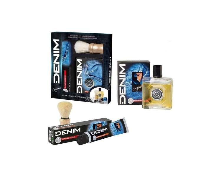 DENIM Original Shaving Set Aftershave Shaving Cream Shaving Brush