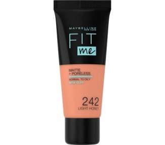 Maybelline Fit Me Foundation Matte & Poreless Full Coverage Blendable for Normal to Oily Skin 30ml 242 Light Honey