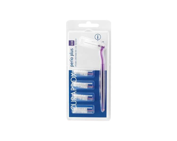 Curaprox Interdental Brushes CPS 408 perio plus Set of 5 Brushes Violet 2mm Diameter 8mm Effectiveness with Holder UHS 451