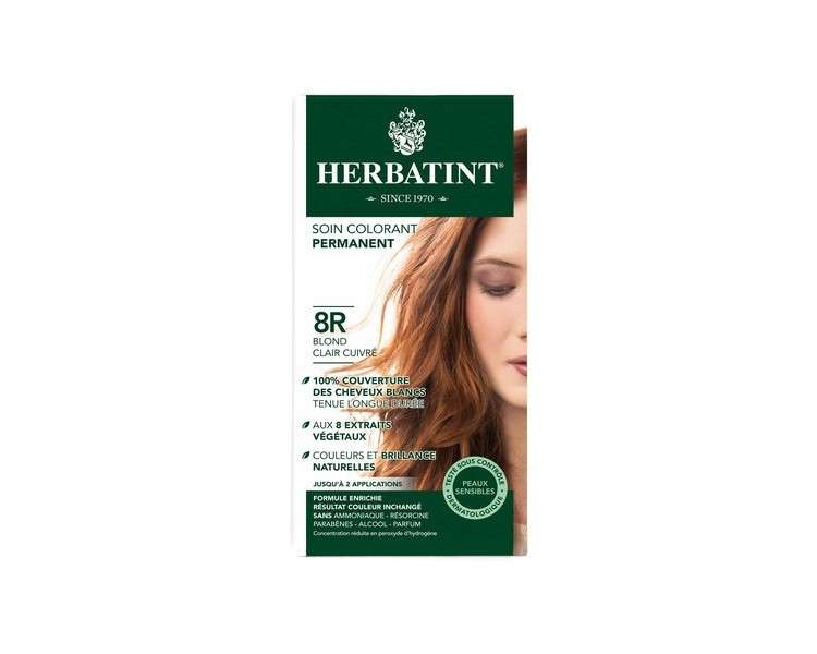 Herbatint Permanent Dye Care of 5 Plant Extracts 150ml 8R Light Blonde Copper