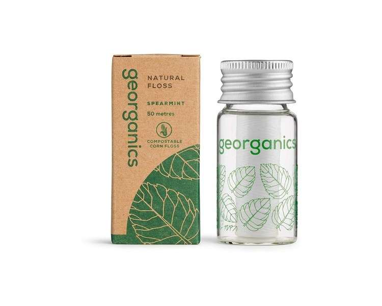 Georganics Dental Floss with Candelilla Wax 30 Meters Biodegradable and Natural - Green Mint
