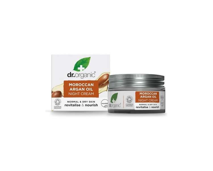 Dr Organic Moroccan Argan Oil Night Cream Natural Vegan Cruelty Free Paraben & SLS Free Rich Hydration 50ml