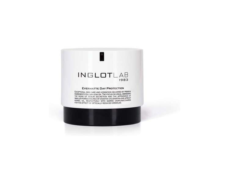 Inglot Lab Evermatte Day Protection Face Cream with Coenzyme Q10, Apricot Kernel Oil and Enantia Chlorantha Bark Extract 50ml - Vegan