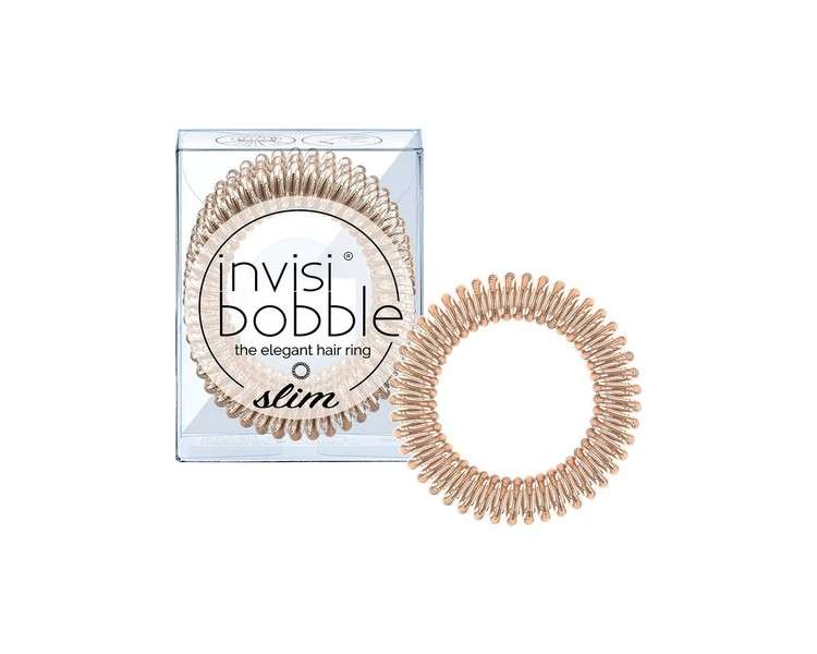 invisibobble SLIM Hair Ties Bronze Me Pretty 3 Pack - No Kink Strong Hold Stylish Bracelet Suitable for All Hair Types