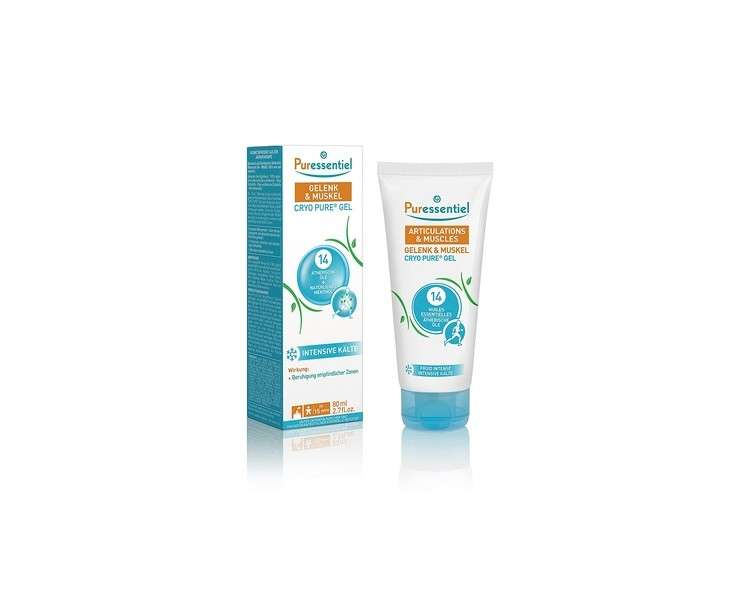 Joint & Muscle Cryo Pure Gel with 14 Essential Oils 80ml - Intensive Cooling Effect - Soothes Sensitive Areas